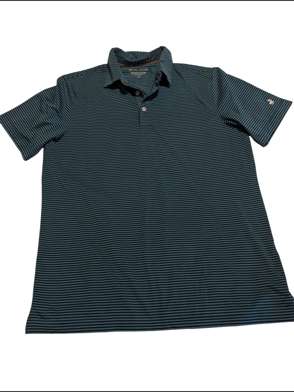 Teal Striped Short-Sleeve Performance  Polo, M